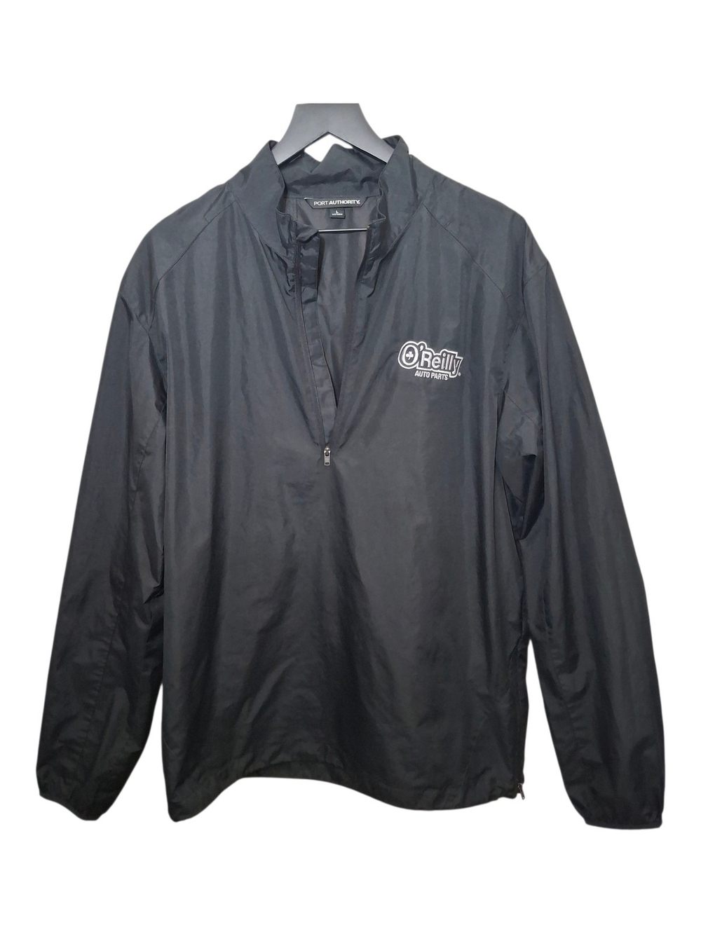 O'Reilly Auto Parts Black Long Sleeve Pullover Windbreaker 1/4 Zip - Size L